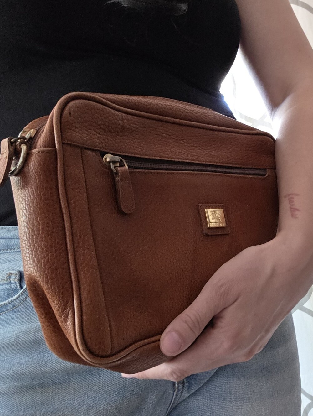 Vintage BURBERRY Clutch Wristlet Designer Brown Leather Travel Bag Preppy 90s - Picture 16 of 16